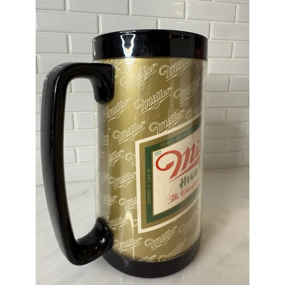 Vintage Miller High‎ Life Beer Plastic Thermo-Serv Stein Mug Champagne Of Beers